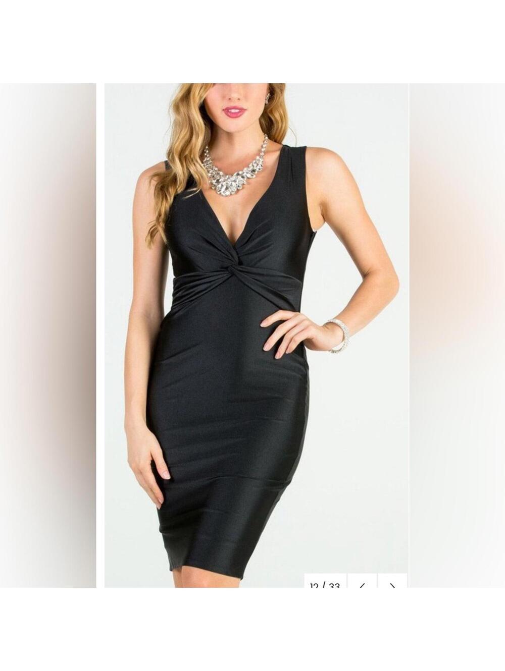La Scala  Bodycon V-Neck Short Cocktail Dress Sleeveless size Small